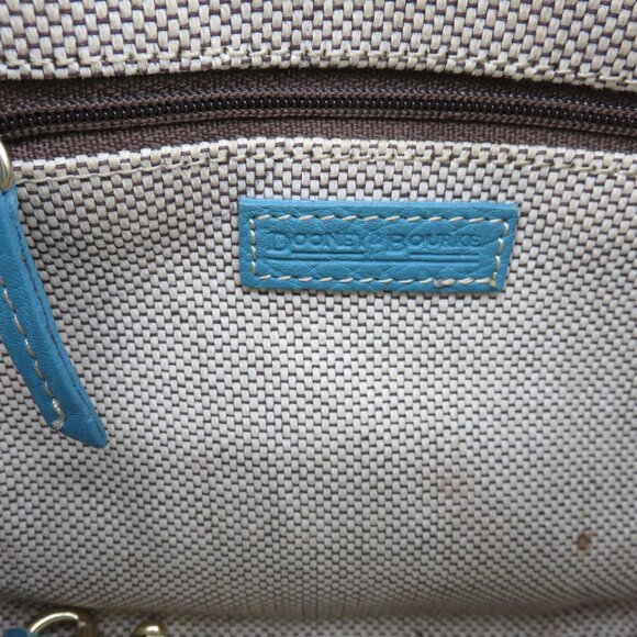 Dooney and Bourke Signature DB Logo Jacquard Hobo Shoulder Bag Blue Leather Y2K - Picture 8 of 16